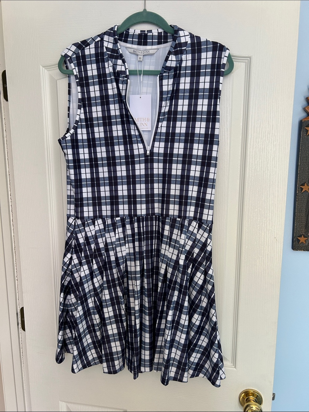 Smith & Quinn Sleeveless Navy and White Plaid Tennis Dress